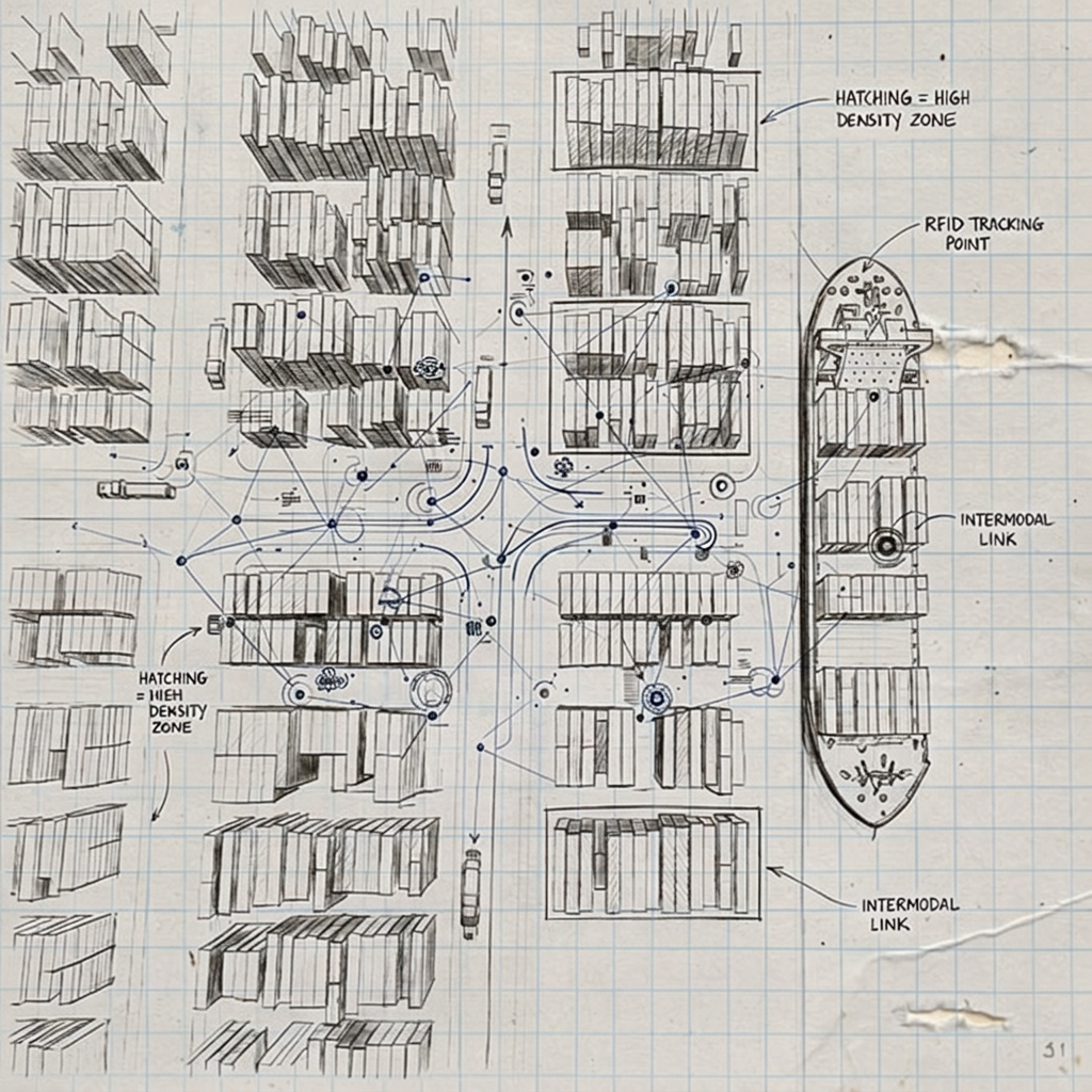Hand-drawn supply chain case study sketch